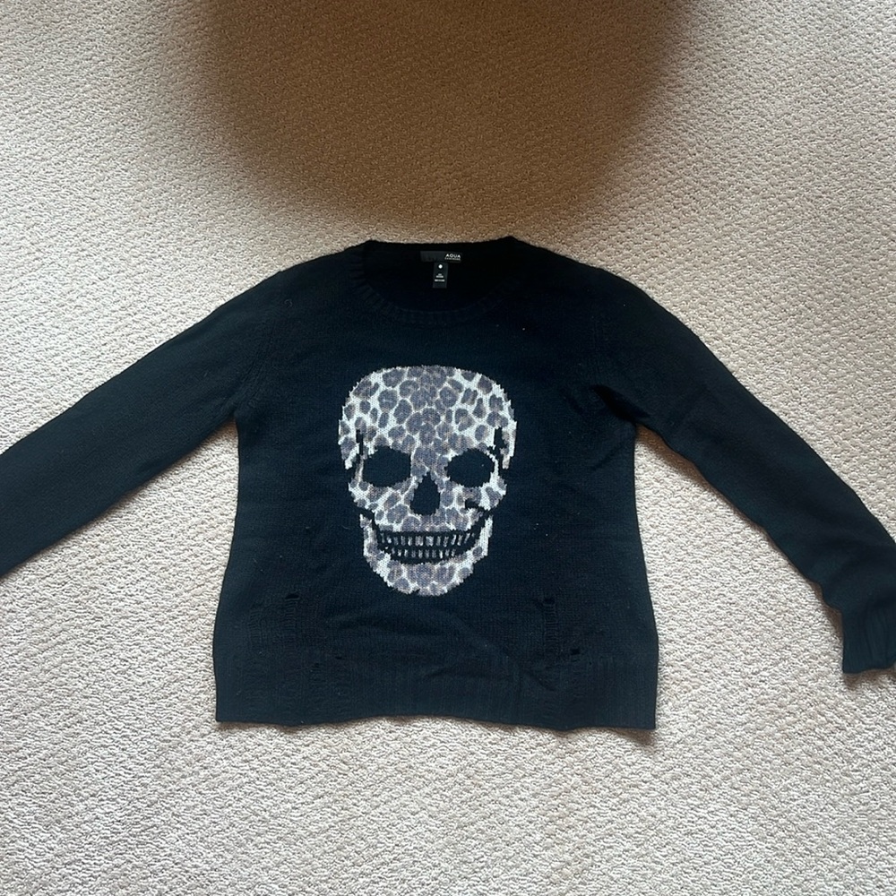 Black aqua cashmere sweater